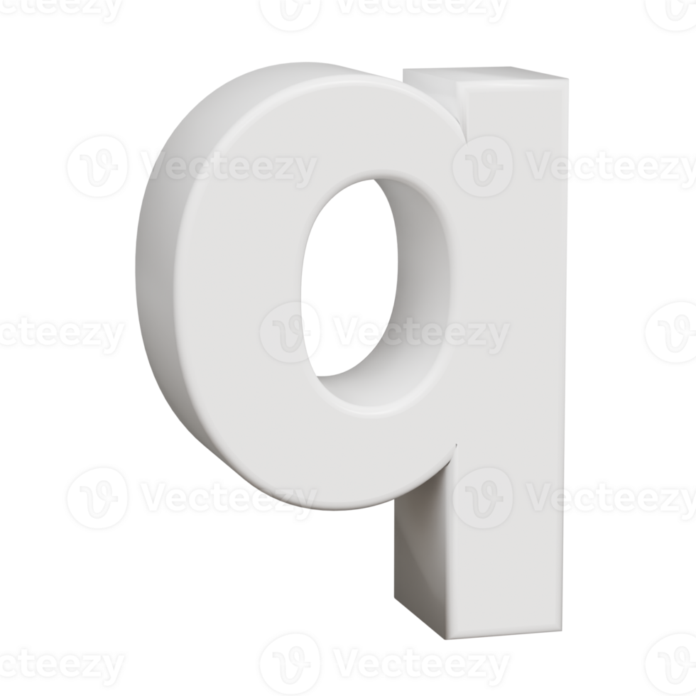 3D Render neoblack alphabet q png