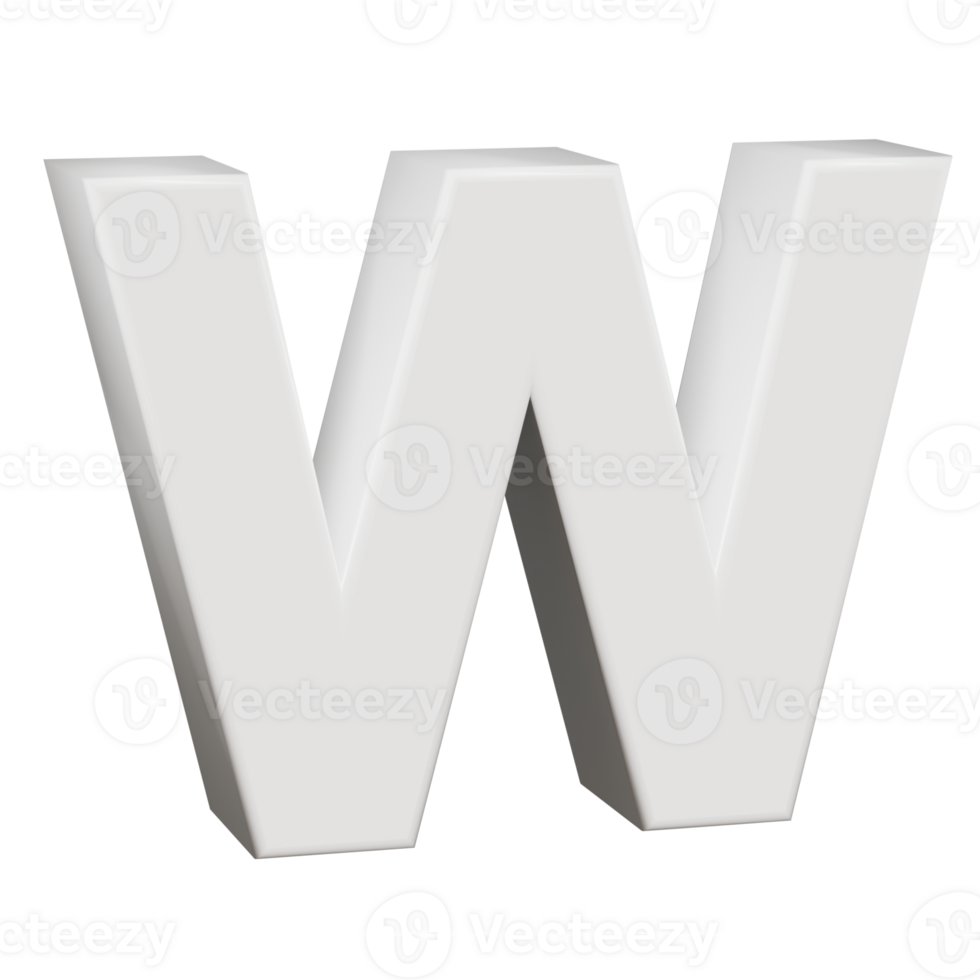 3D Render neoblack alphabet W png