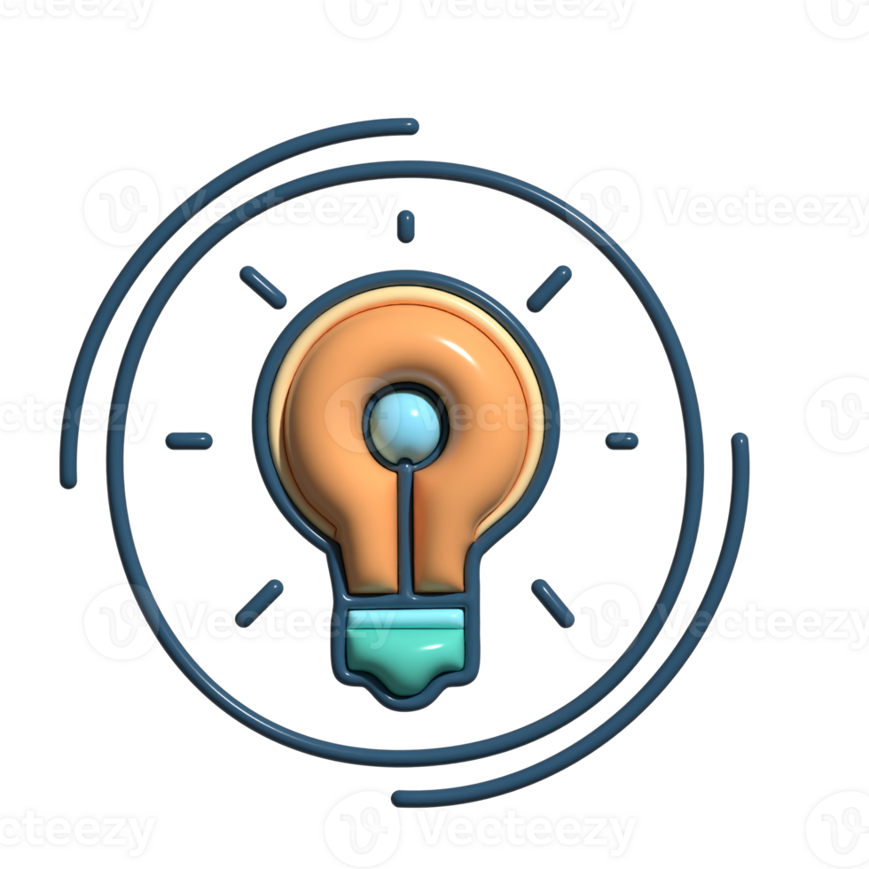 3D Cartoon Brainstorming Innovation Icons png