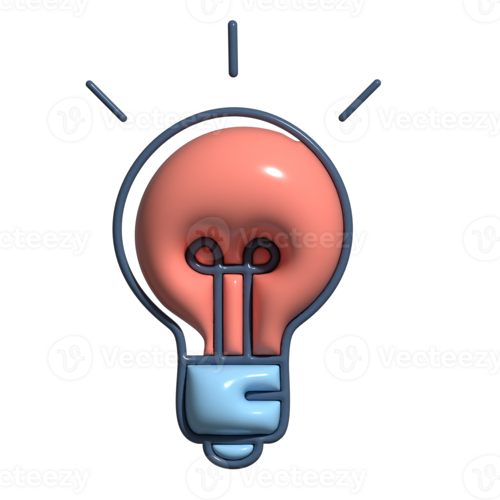 3D Cartoon Idea Generation Brainstorm Icons png