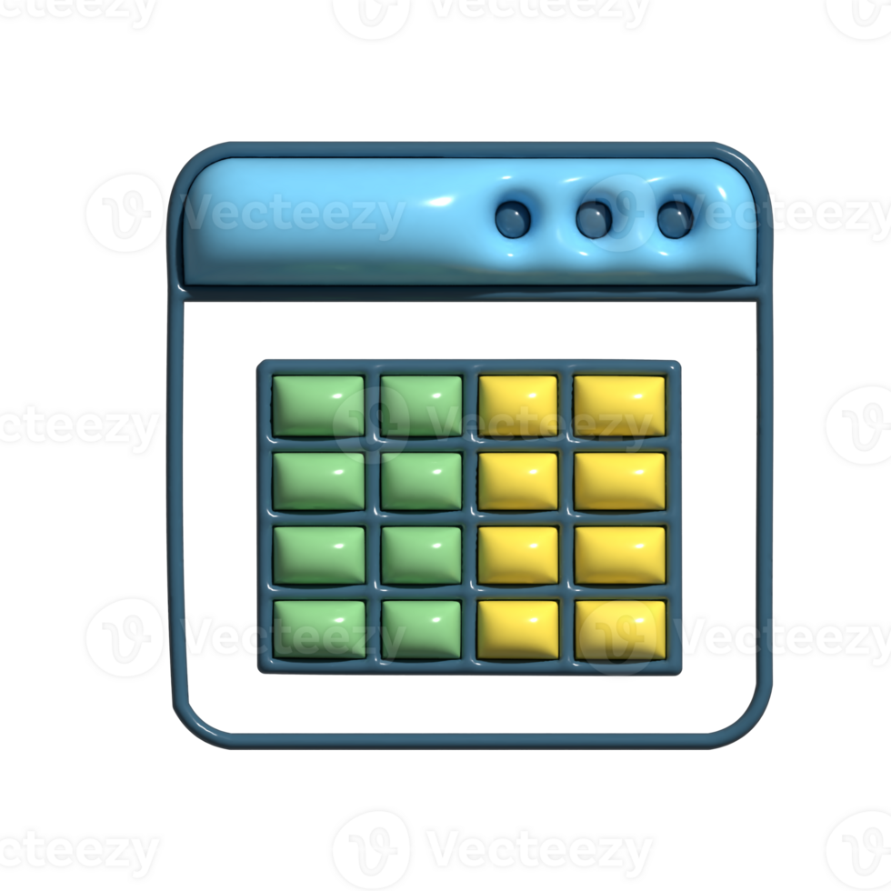 Adorable 3D Excel Financial Grid Symbols png