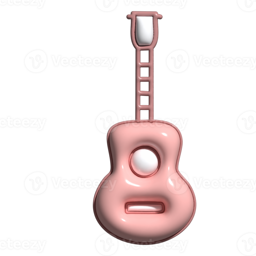 3D Cartoon Electric Acoustic Guitar Icons png