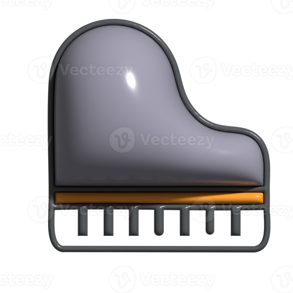 Elegant 3D Grand Piano Digital Keyboard Icons png