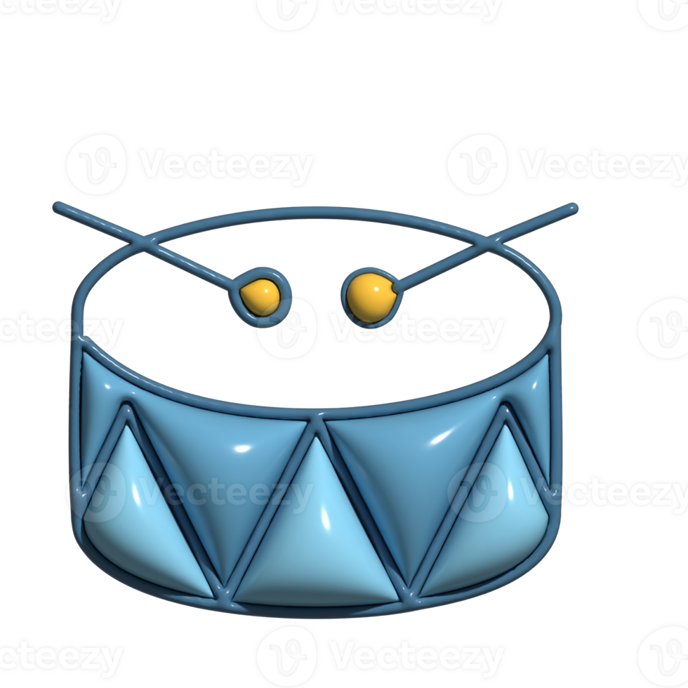 Adorable 3D Musical Drum Instrument Symbols png