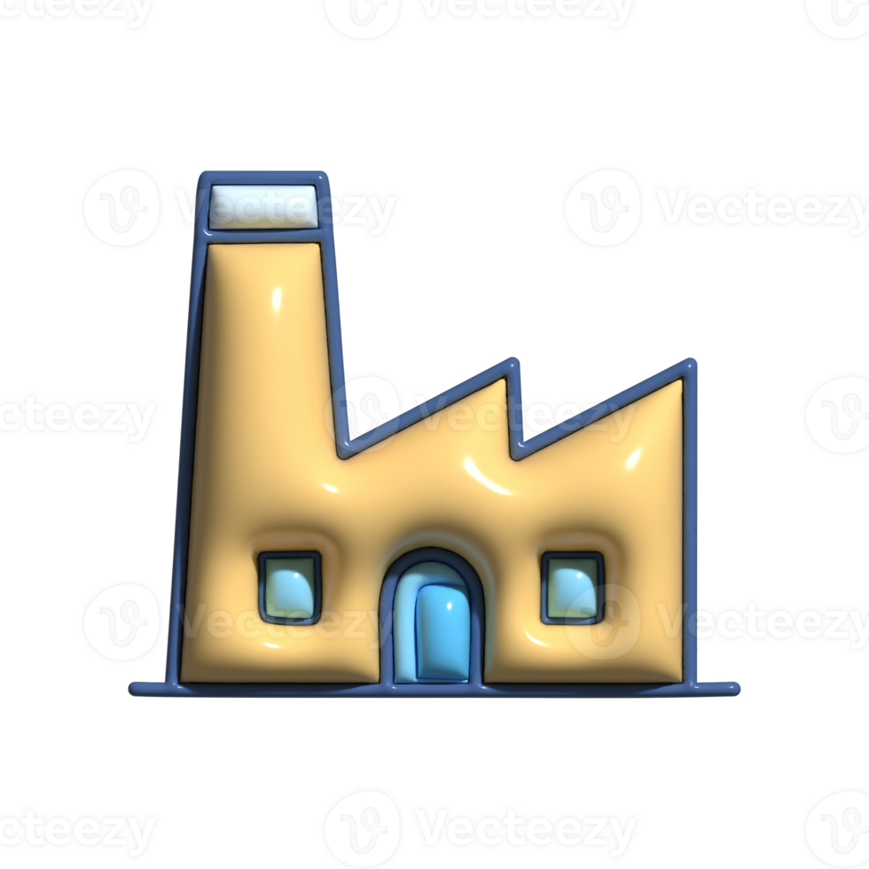 3D Cartoon Factory Industrial Production Icons png