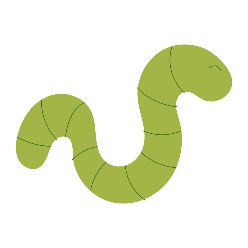 Happy Cute Worm Flat Design Illustration vector