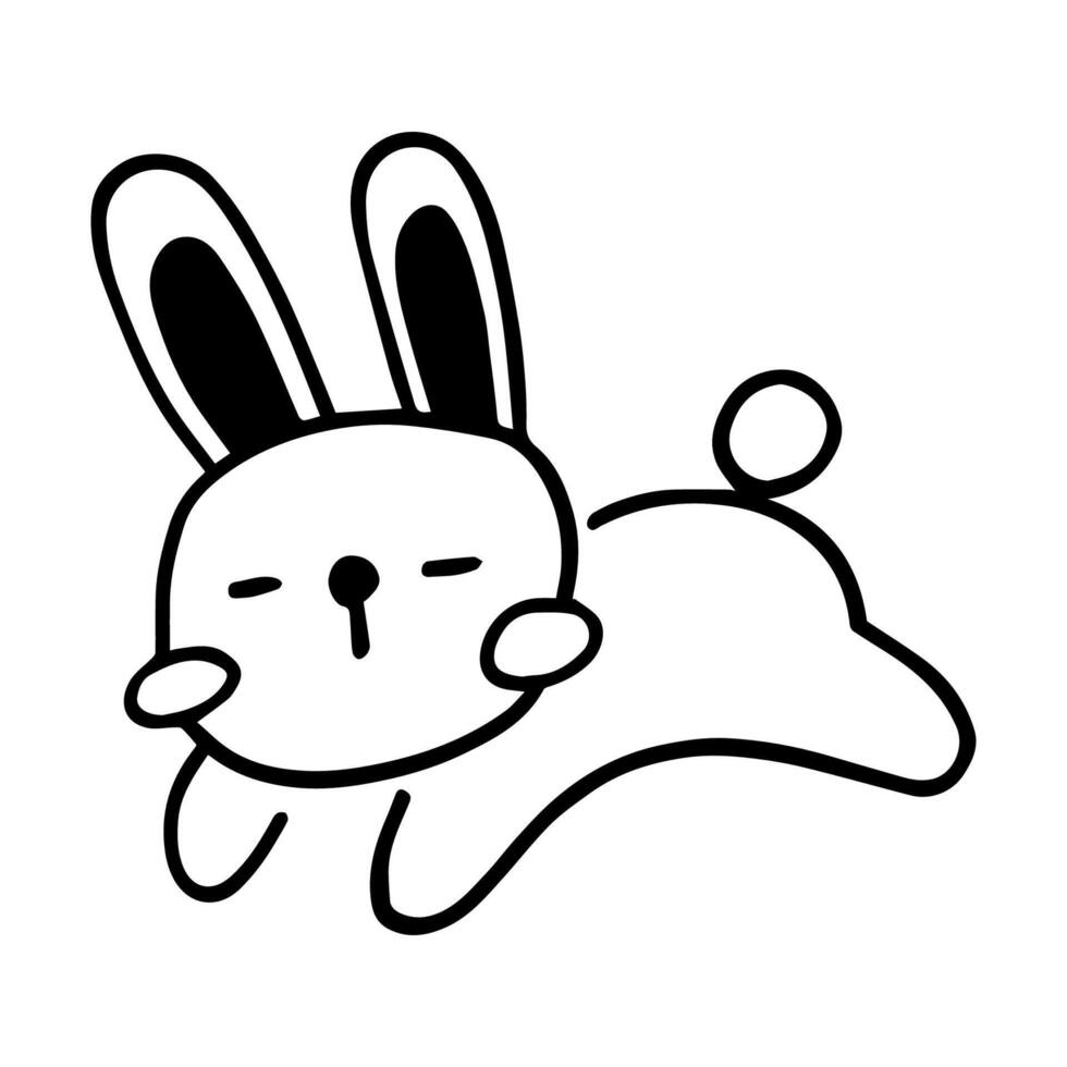Cuddly Bunny Cartoon, A charming cartoon illustration of a rabbit. This simple yet delightful artwork embodies the essence of cheerfulness, playful, simplicity. vector