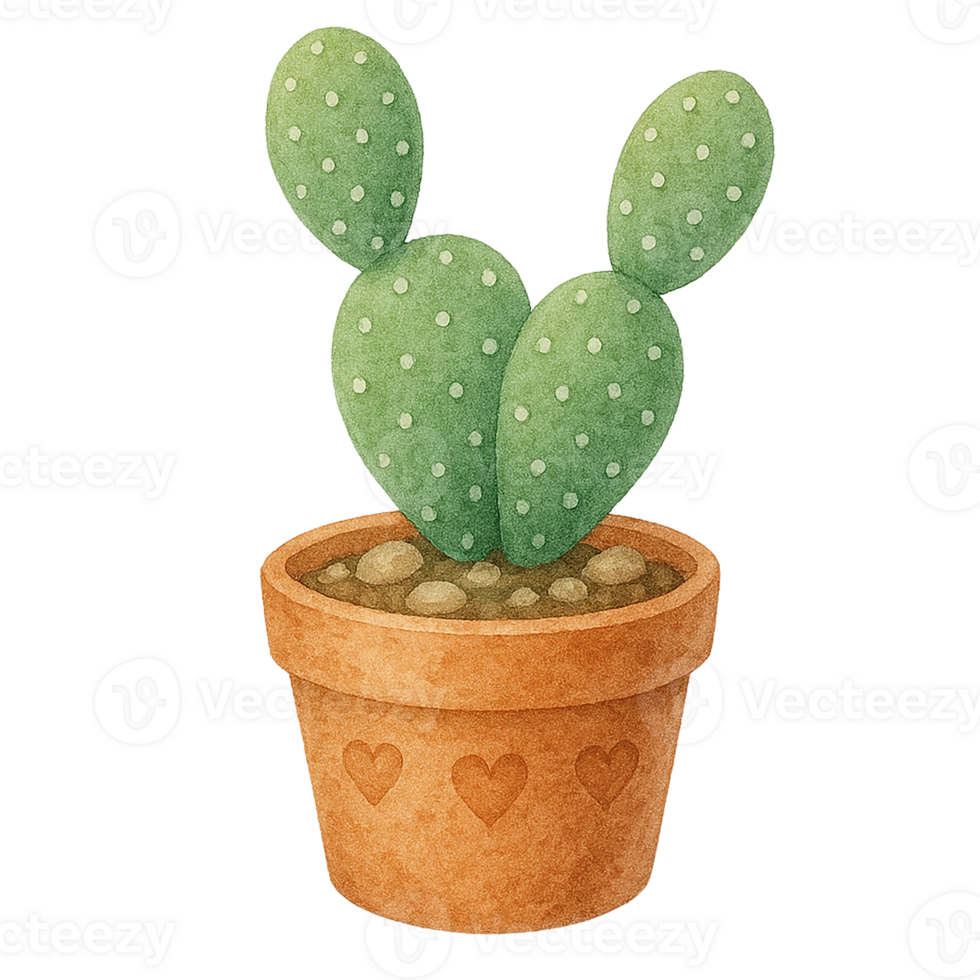 A charming cactus in a decorative pot with a heart design. png