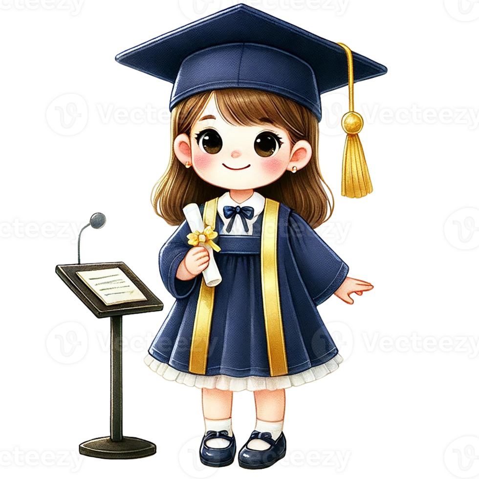 A young graduate standing confidently with a diploma in hand. png
