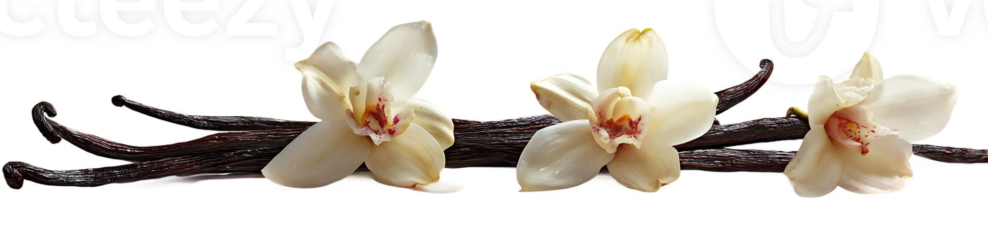 Vanilla Beans and Flowers Beautiful Isolated Decoration Transparent Background png