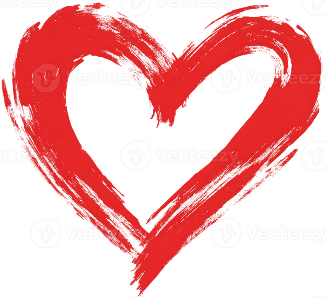 Red Heart Shape Brush Stroke with Transparent Background for Valentine's Day Design png
