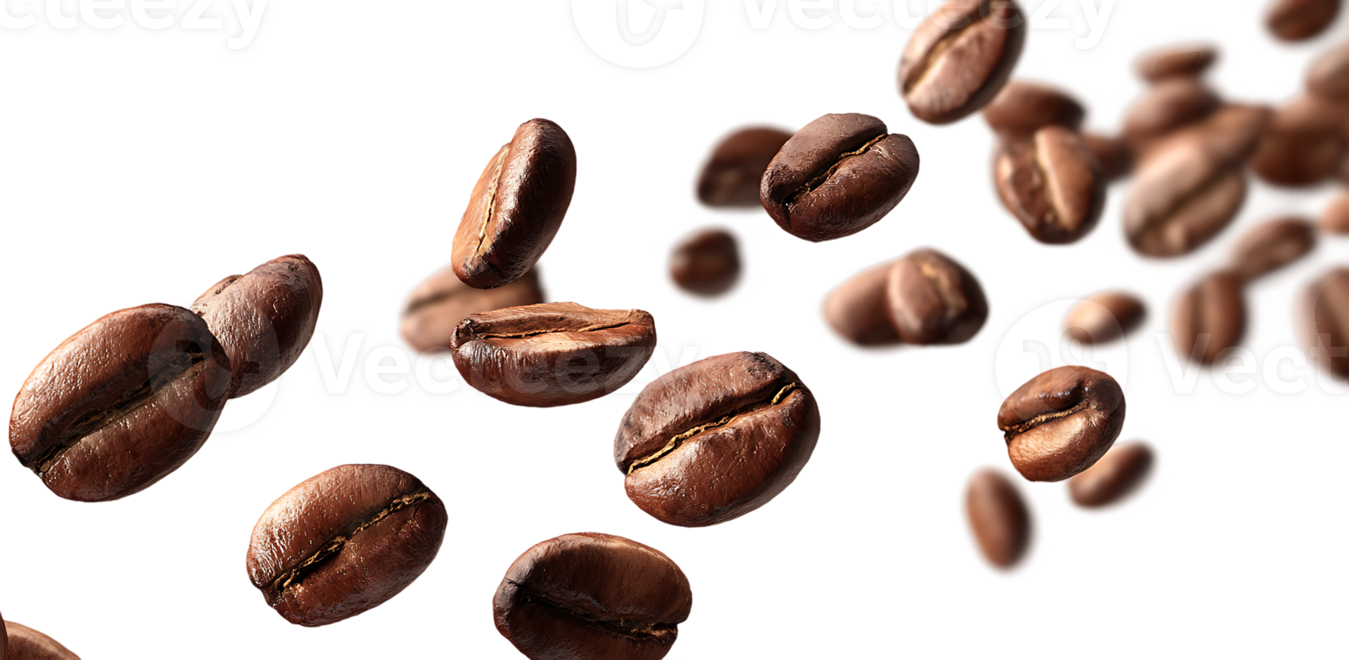 Roasted Coffee Beans Scattered Isolated On Transparent Background No Special Characters png