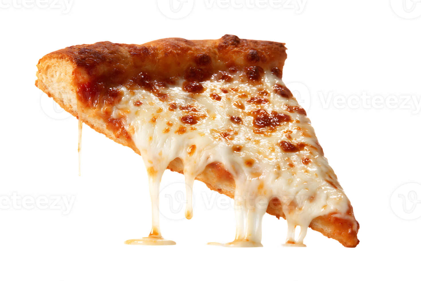 Slice of Pizza with Melted Cheese Isolated on Transparent Background Perfect Clipping png