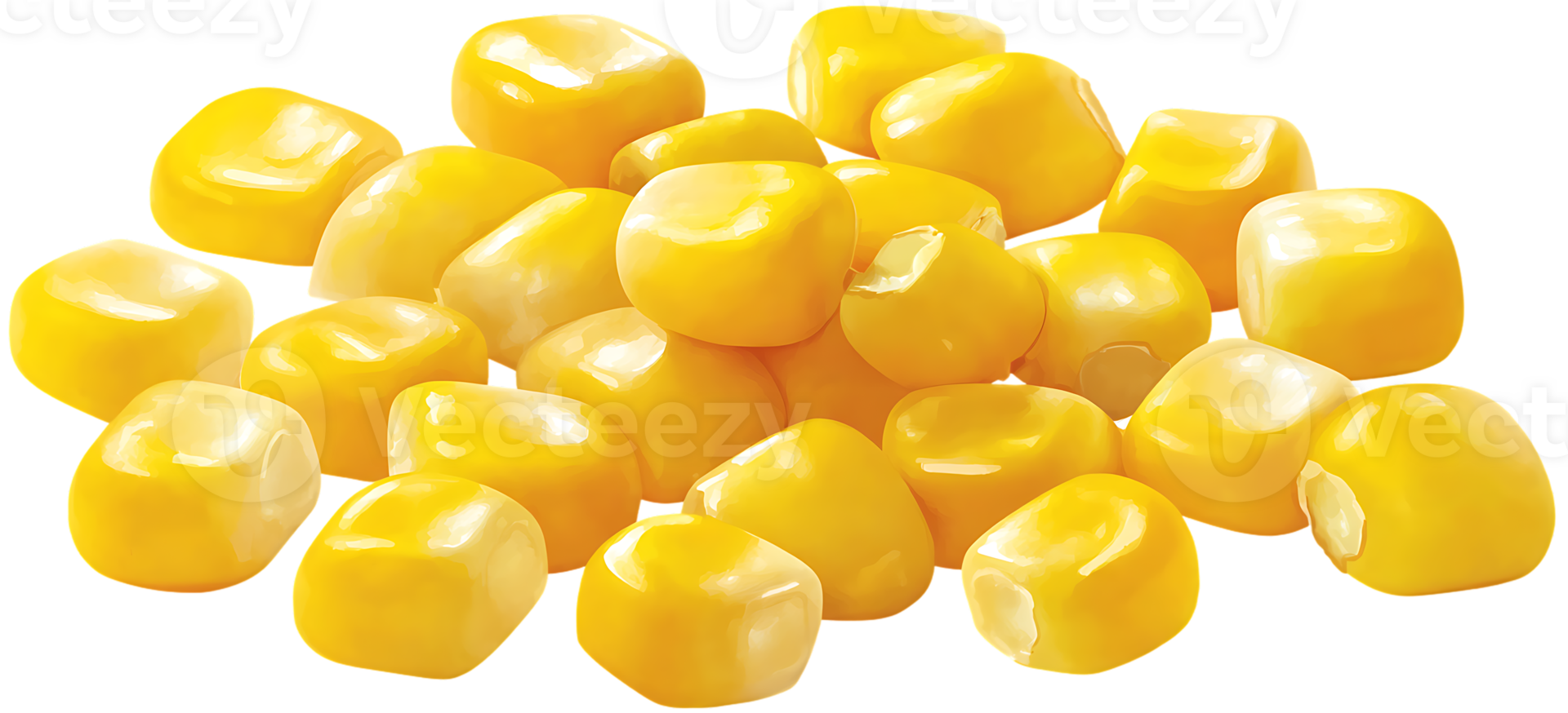 Pile of Sweetcorn Kernels Isolated Close Up On Transparent Background png