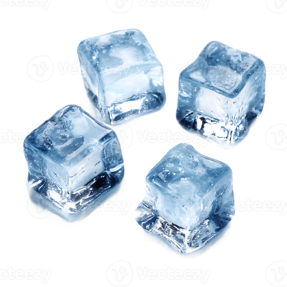 Fresh Crystal Clear Ice Cubes on Transparent Background Isolated Perfect for Summertime png