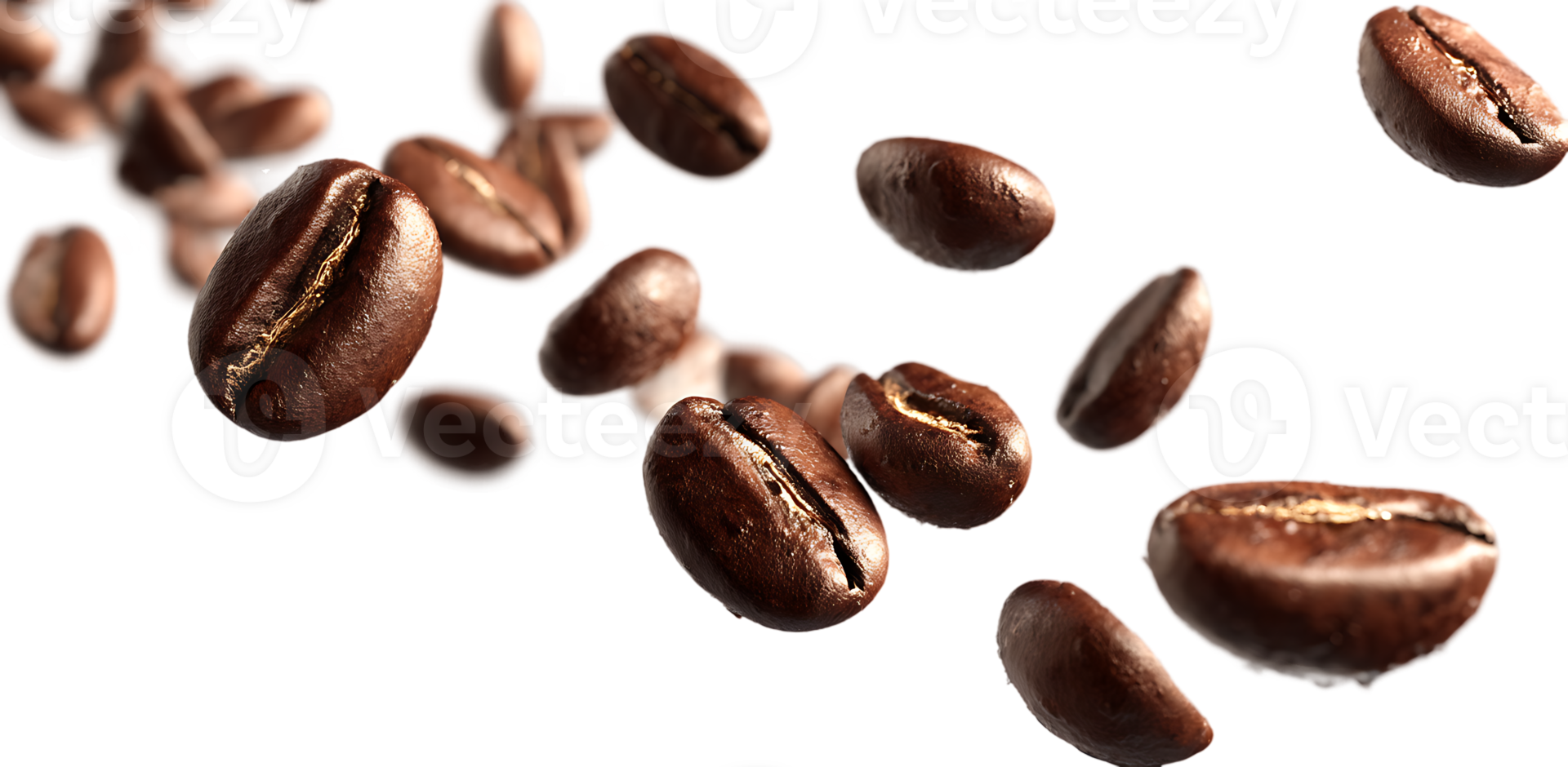 Scattered Coffee Beans Transparent Background Isolated For Creative Designs And Marketing png