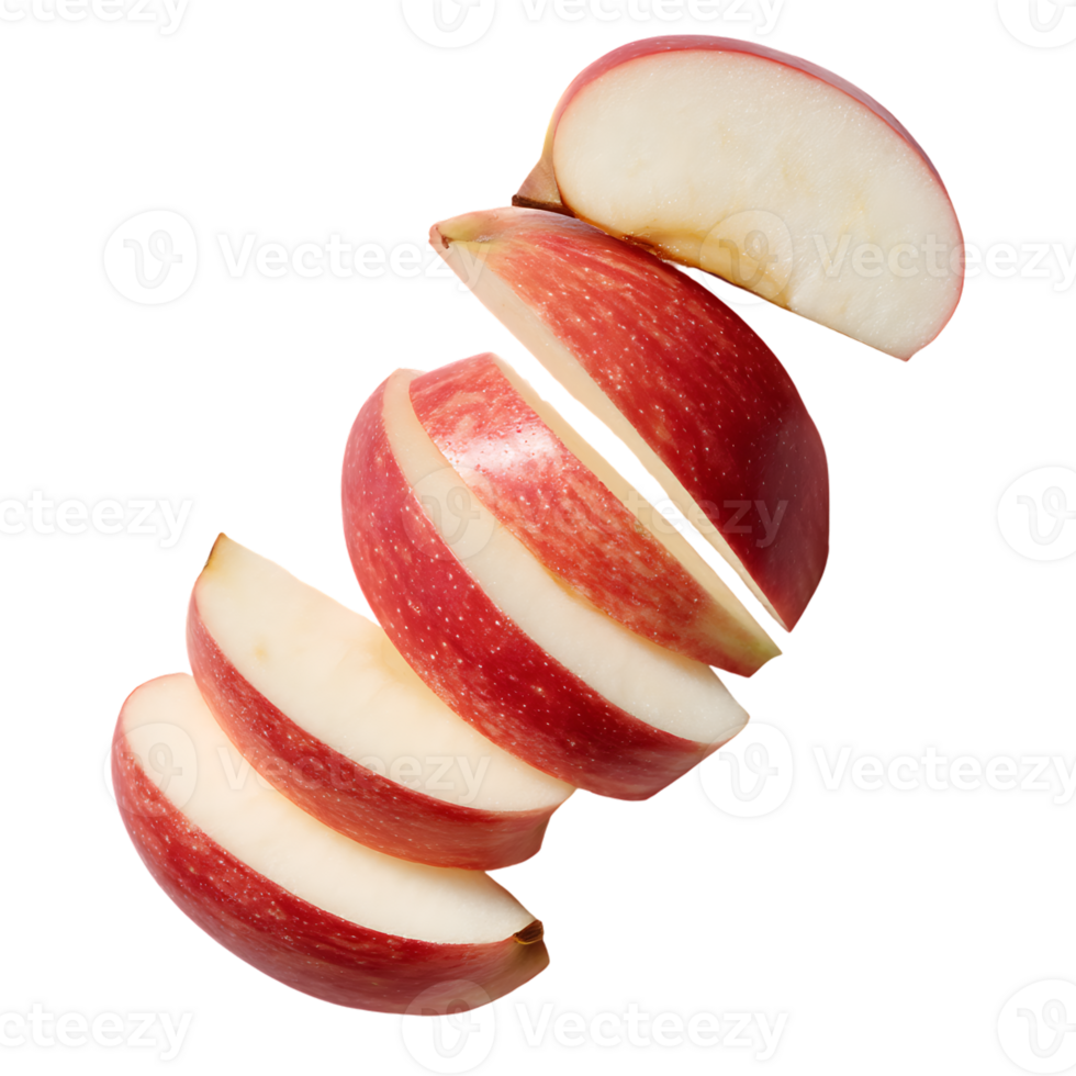 Floating Apple Slices on Transparent Background Fresh Fruit and Healthy Diet Concept png