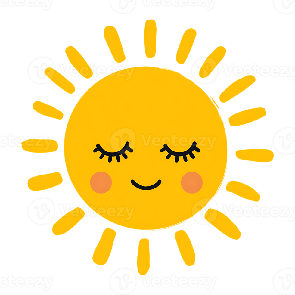 Cute and Colorful Smiling Sun Illustration Isolated on Transparent Background Summer Design png