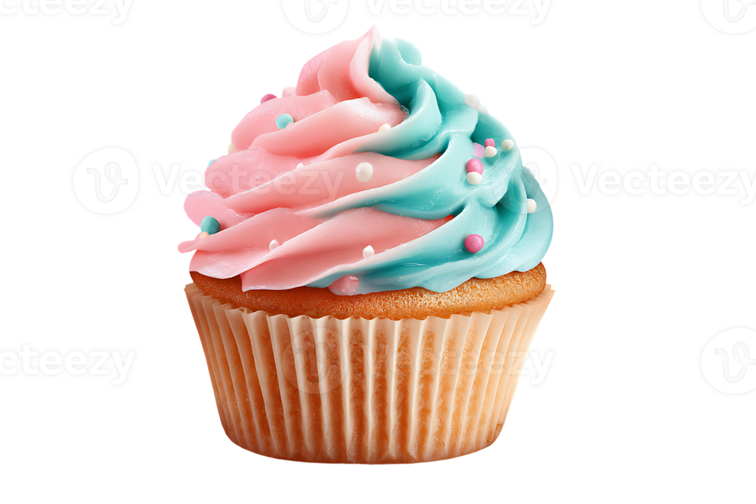 Delicious Pink And Blue Cupcake With Sprinkles Transparent Background Isolated png