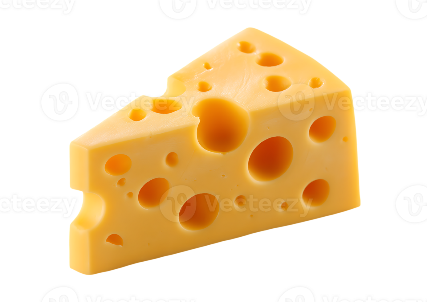 Isolated Cheese Slice with Swiss Holes on Transparent Background For Web Use png