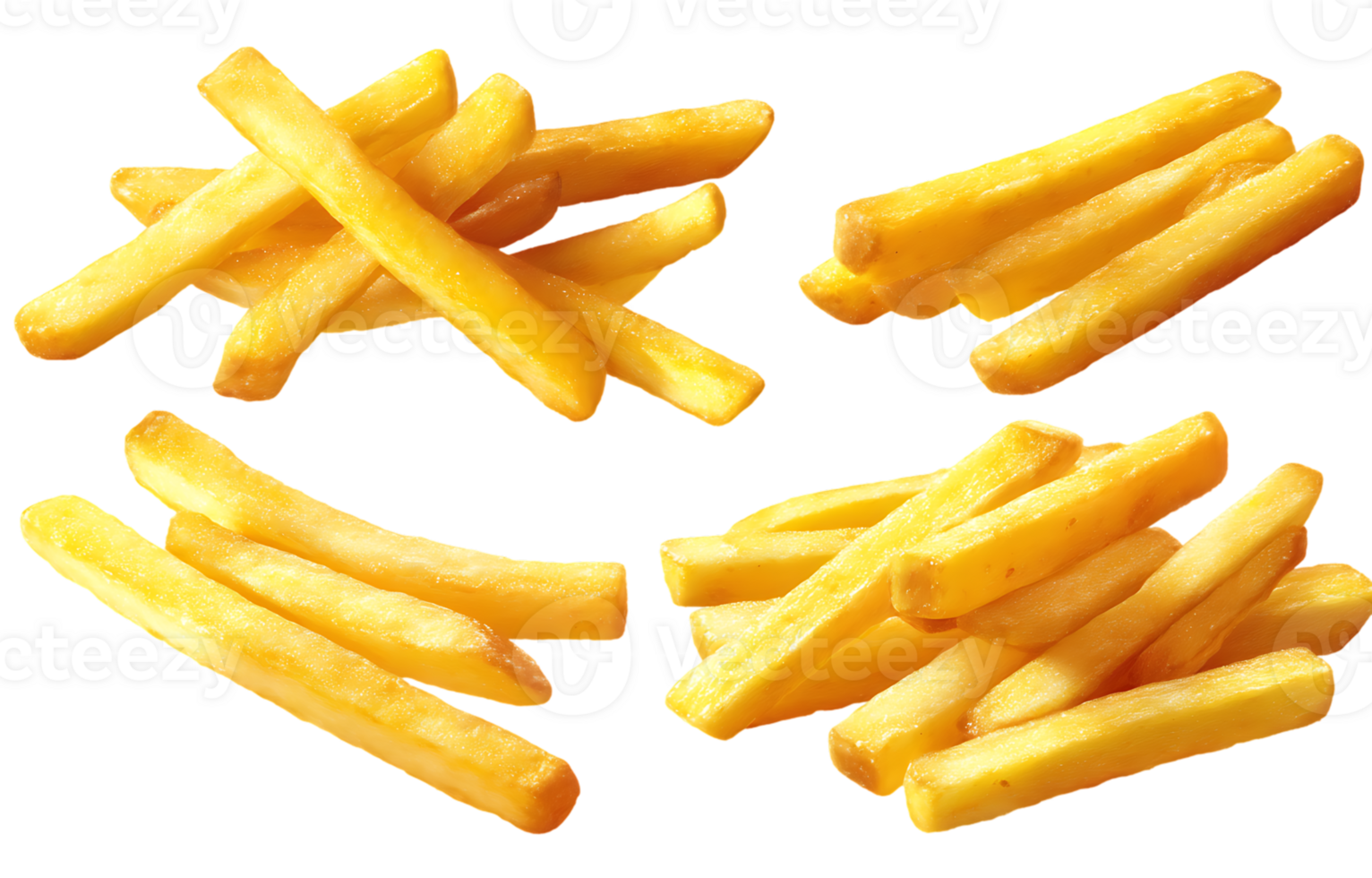 Crispy Golden French Fries Isolated on a Transparent Background with Nobody png