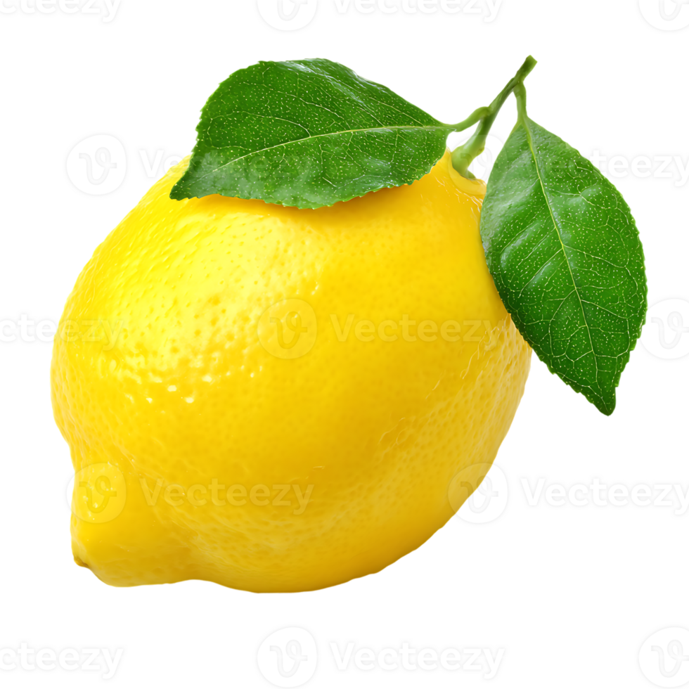 Fresh Lemon with Leaves Isolated Against Transparent Background for Food and Beverage Designs png