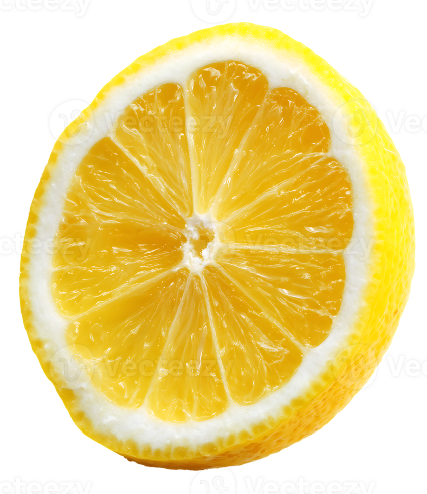 Half Cut Juicy Fresh Lemon Slice Isolated On A Transparent Background png