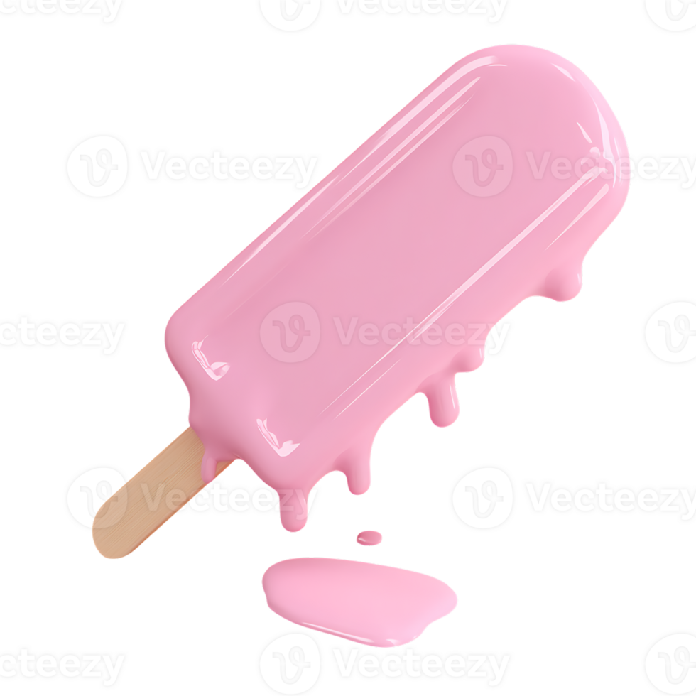 Refreshing Pink Popsicle with Dripping Glaze on Isolated Transparent Background Summer Time png