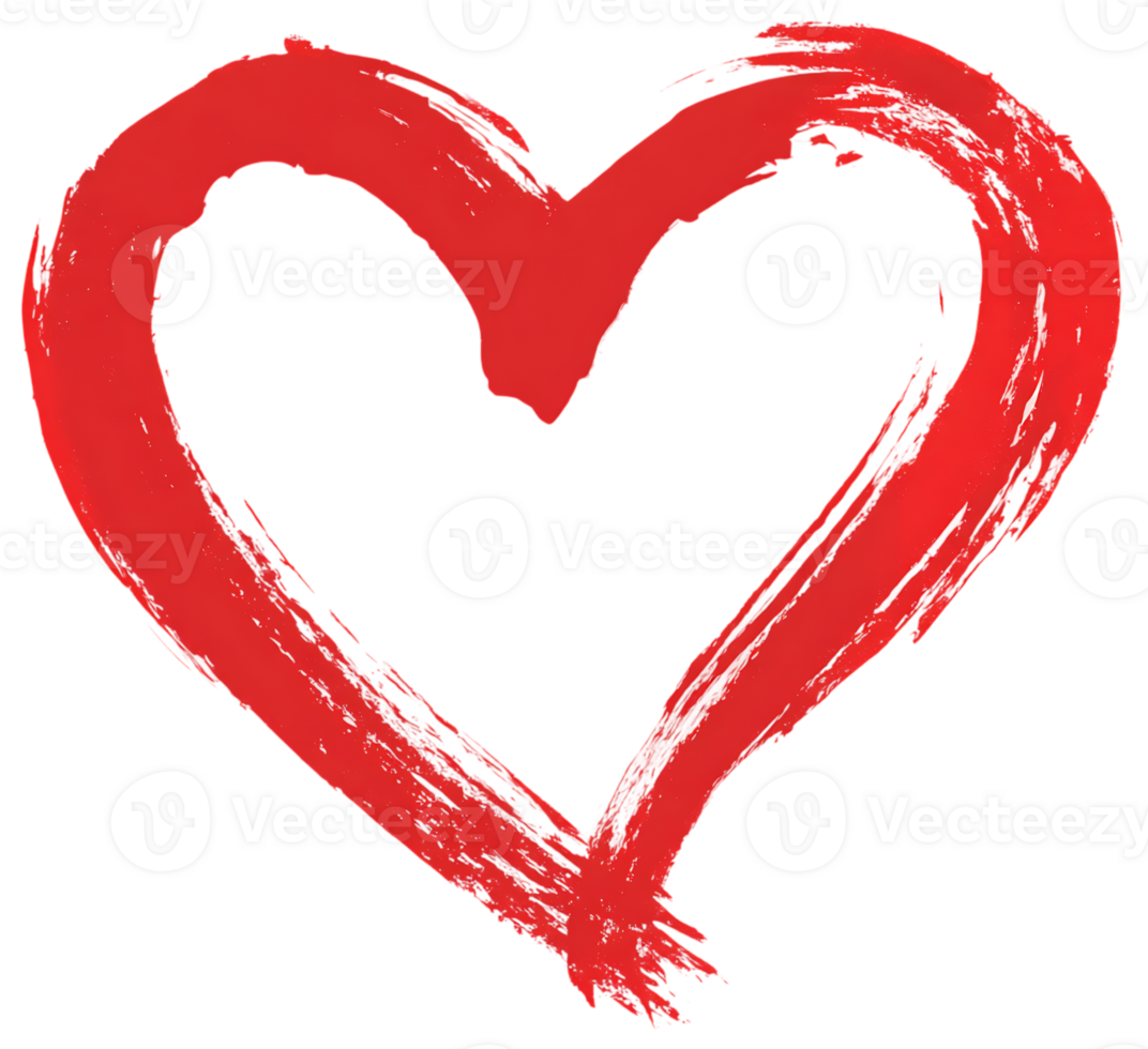 Red Heart Rough Sketch Love and Passion Transparent Background Isolated Design Element png