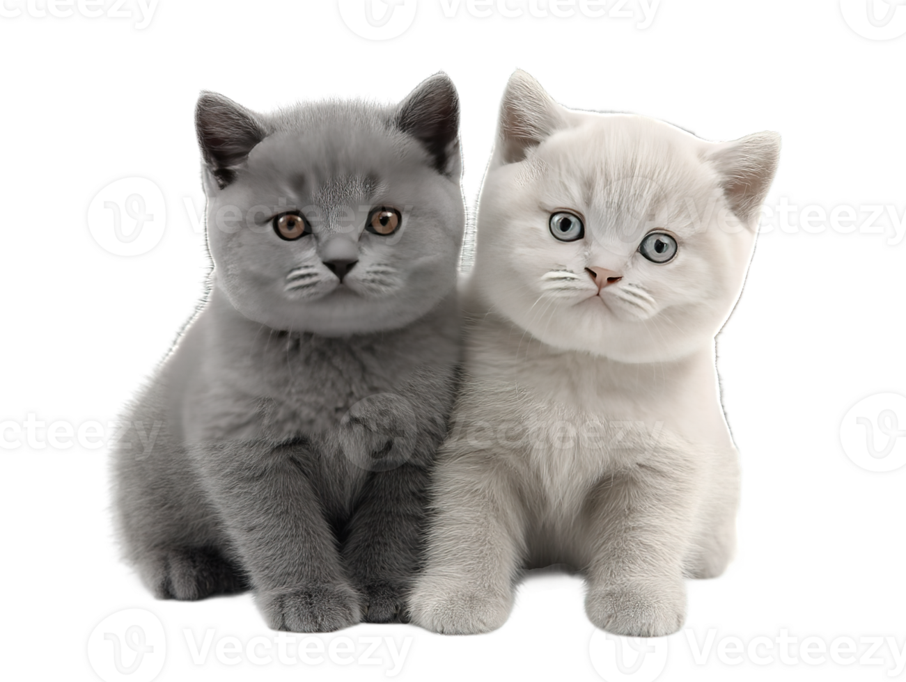 Two Cute Kittens Sitting Together on a Transparent Background Great for Design png