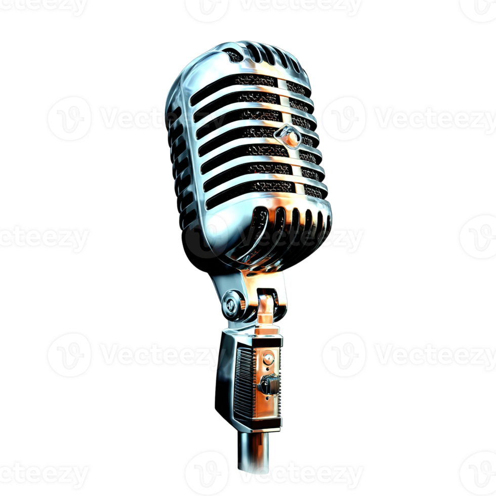 Classic Microphone Illustration on Transparent Background A Vintage Audio Recording Device png