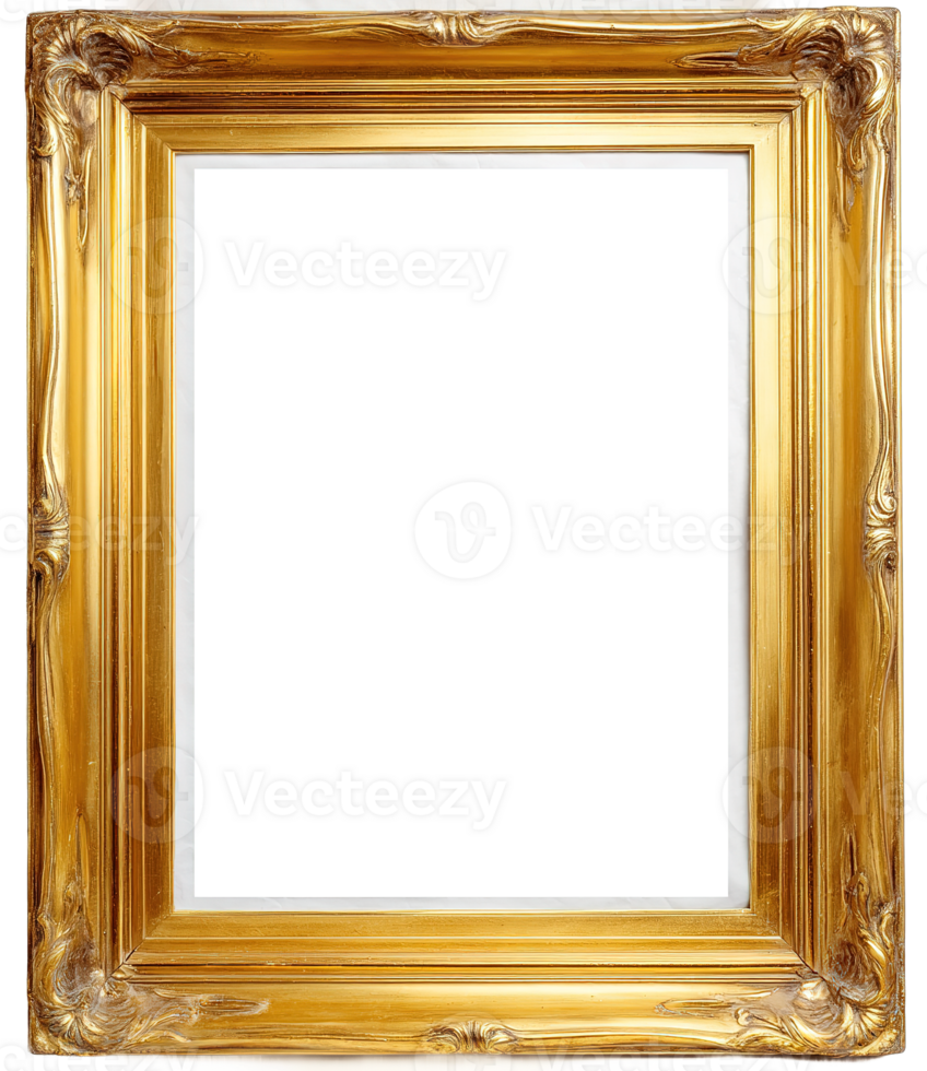 Classic Gold Frame Image with Transparent Background Isolated for Design Projects png