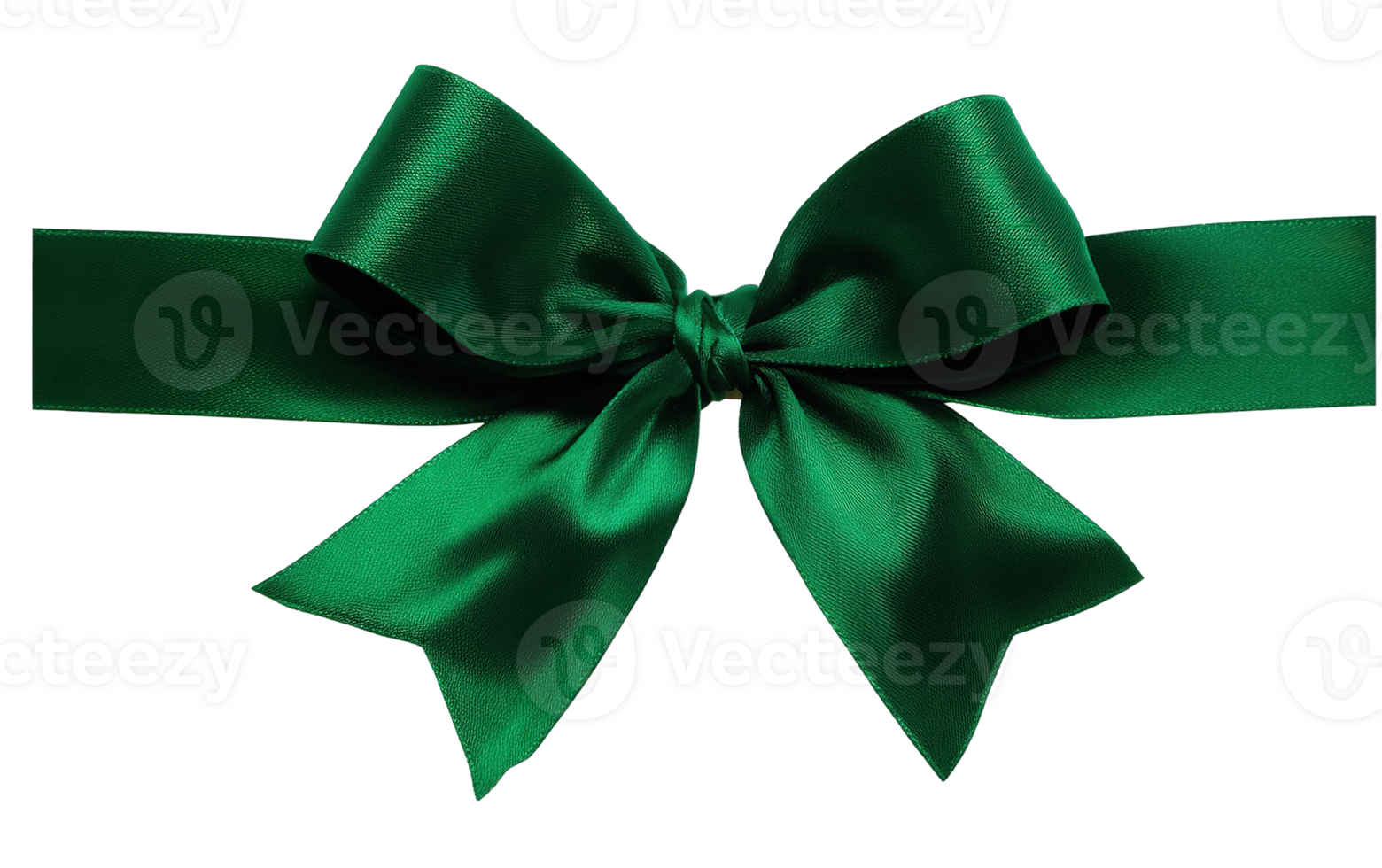 Emerald Green Velvet Bow Ribbon Decoration on Transparent Background Isolated png