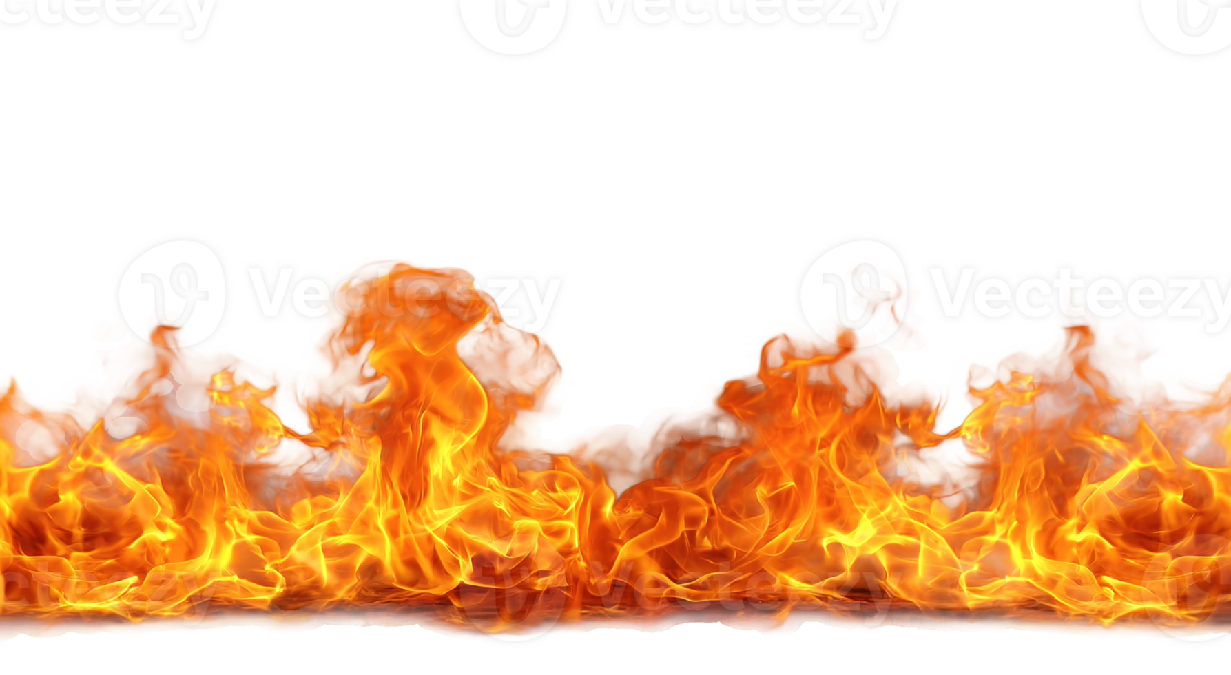 Realistic Orange Hot Fire Flames Isolated on Transparent Background Illustration png