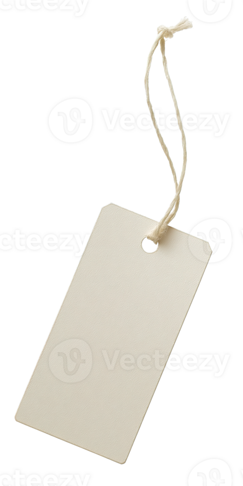 Isolated Rectangle Paper Tag with String on Transparent Background Image png
