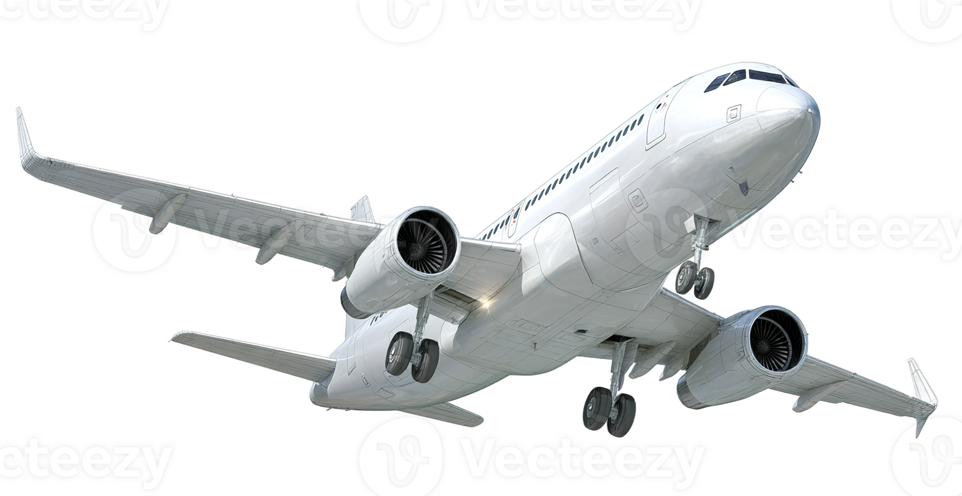 Airplane Transparent Background Isolated Passenger Aircraft Flying in Sky Landing Ready Takeoff Mode png