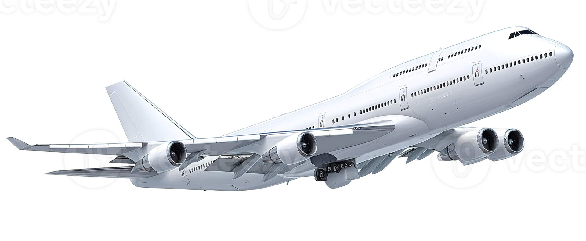 Large Commercial Airplane Isolated on Transparent Background with White Color Scheme Image png