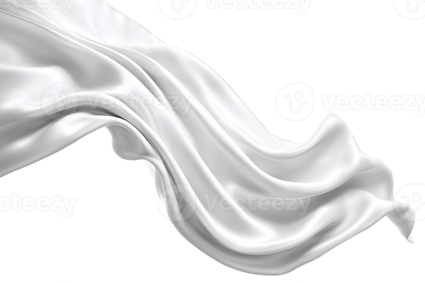Elegant and Graceful White Silk Fabric Flowing Freely on a Transparent Background Image png