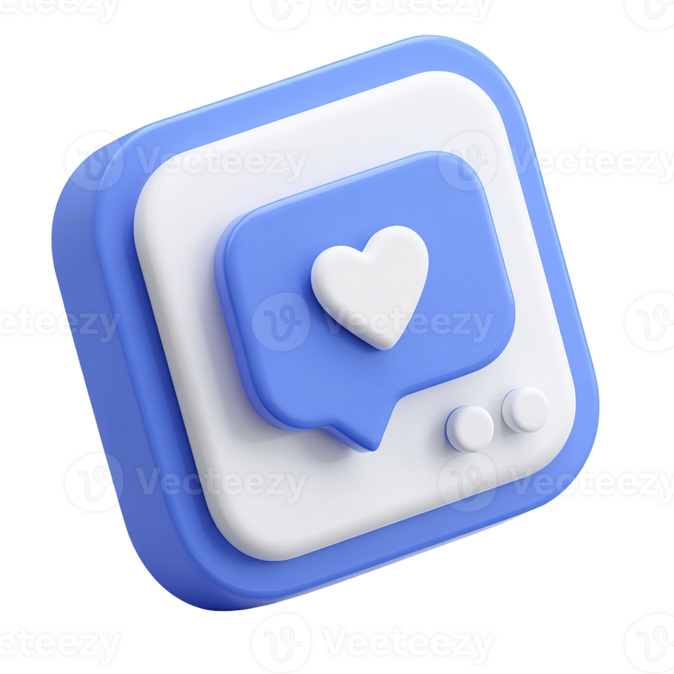 Cute Blue and White Social Media App Icon with Heart on Transparent Background png