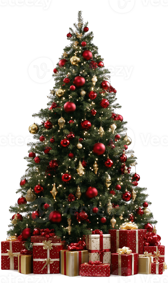 Christmas Tree and Gifts Isolated on Transparent Background for Festive Season png