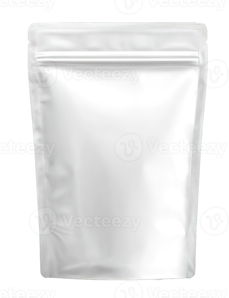Stand Up Pouch Mockup With Zipper Empty Blank Bag Isolated On Transparent Background png