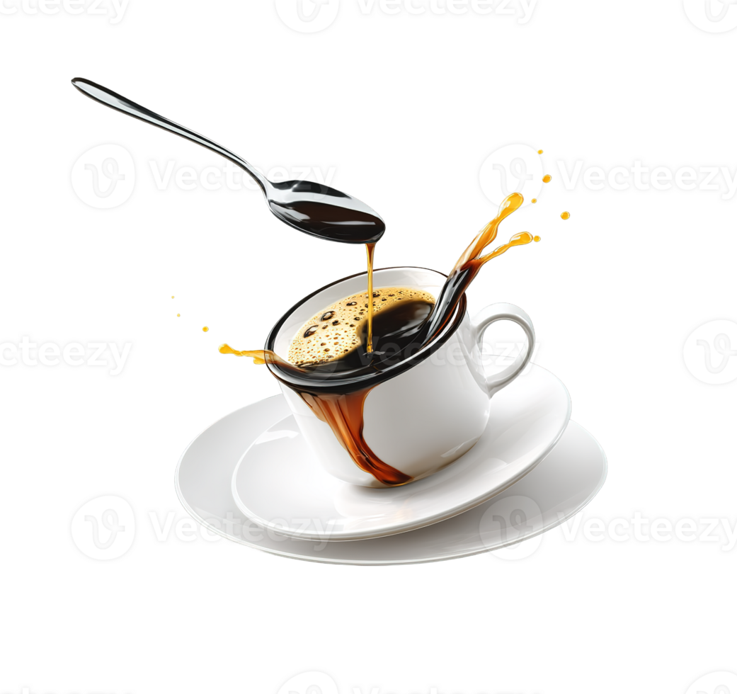 Isolated Coffee Cup with Splashing Coffee Transparent Background Best for Design png