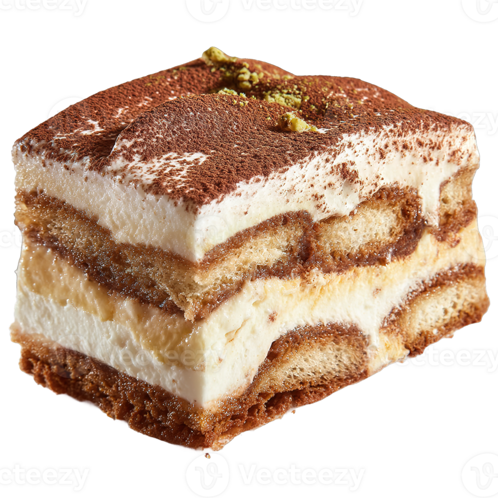 Delicious Tiramisu Cake Close Up with Transparent Background Ready for Any Project Edit png