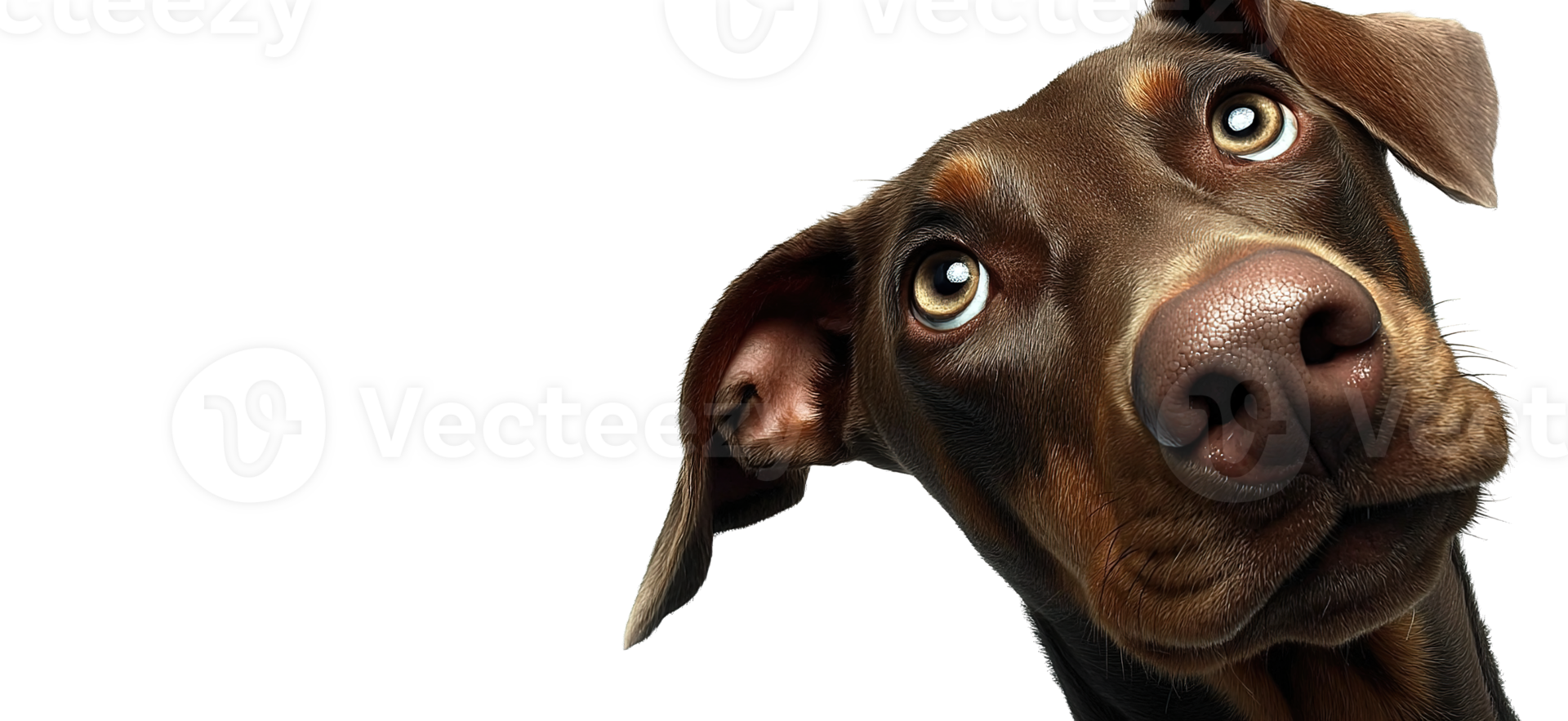 Adorable Brown Dog with Curious Expression Against Transparent Background Isolated png