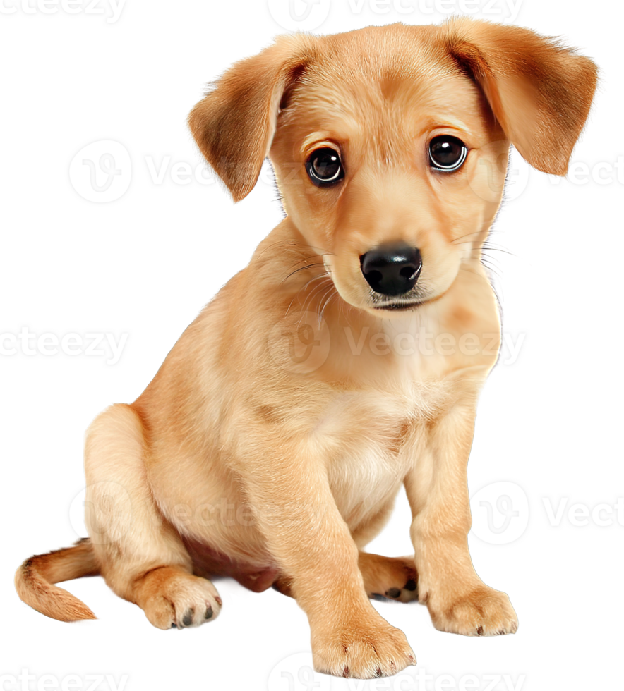 Isolated Portrait of a Light Brown Cute Puppy On Transparent Background Stock png