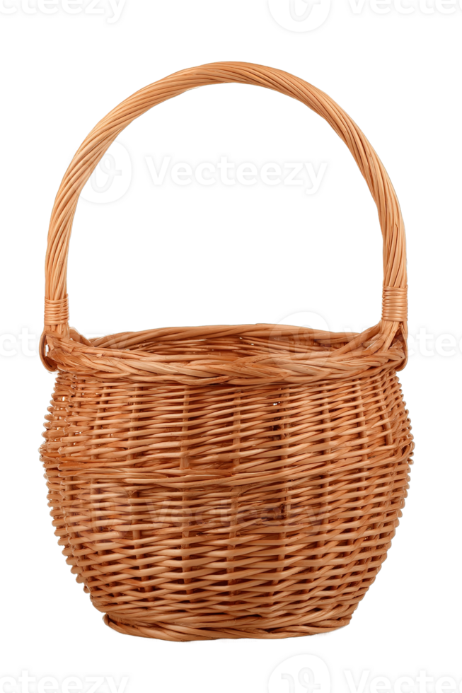 Empty Wicker Basket Brown Isolated with Transparent Background Perfect for Easter png