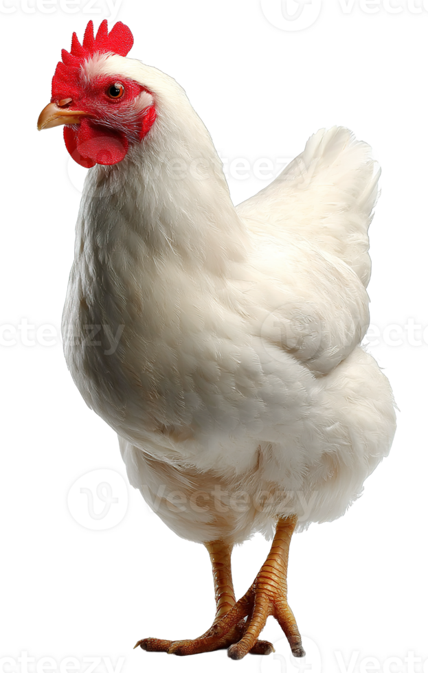 Isolated White Chicken Standing on Transparent Background Ideal for Creative Design Projects png