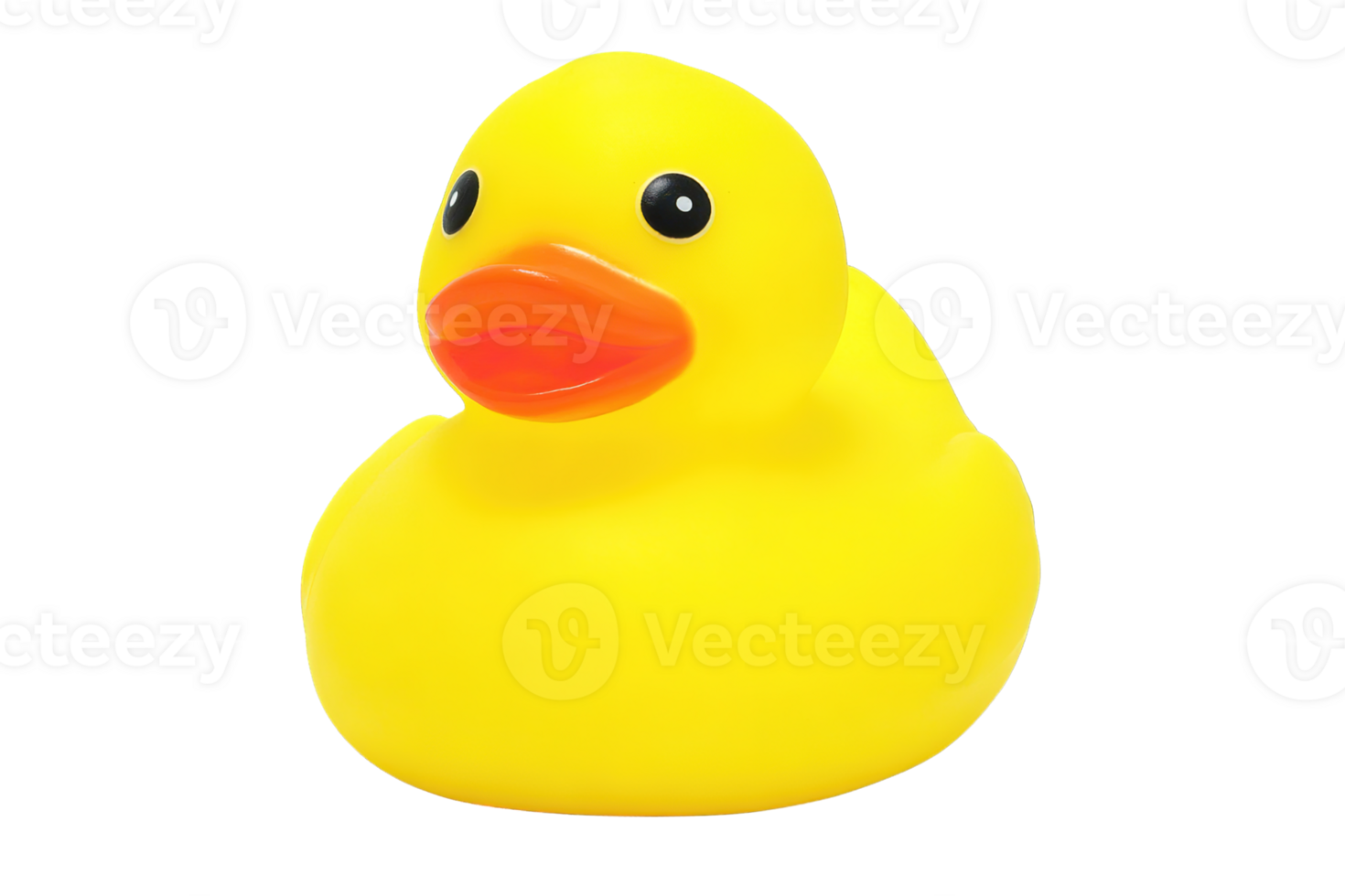 Isolated Yellow Rubber Duck Toy with Orange Beak on Transparent Background png