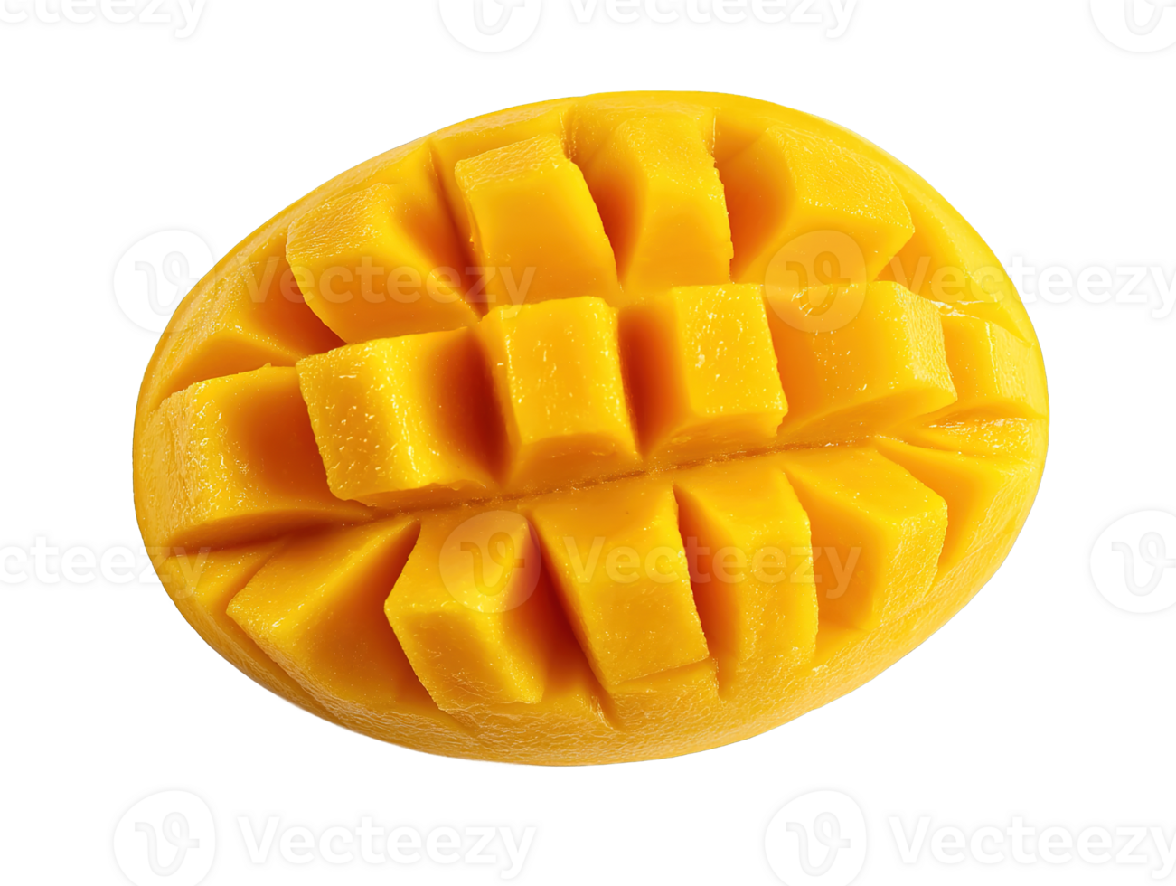 Fresh Mango Chunks on Transparent Background A Tropical Delight Isolated Still png