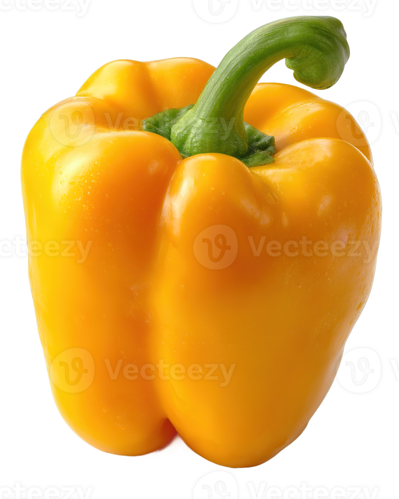 Isolated Perfect Yellow Bell Pepper with Transparent Background for Designers and Editors png